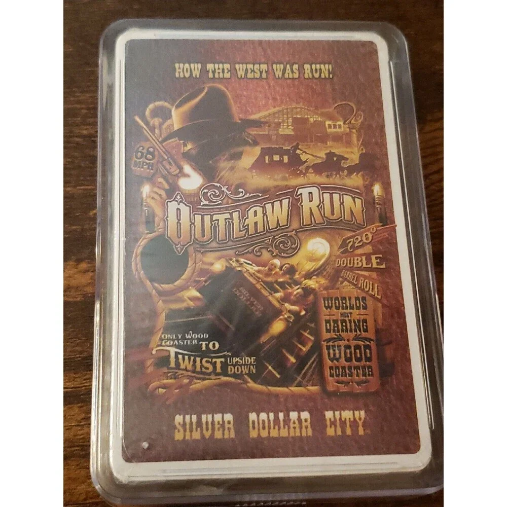 Silver Dollar City Outlaw Run Playing Cards Deck Theme Park Wooden Coaster